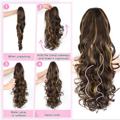 ALXNAN long-curly-wavy ponytail blends naturally with your hair color.