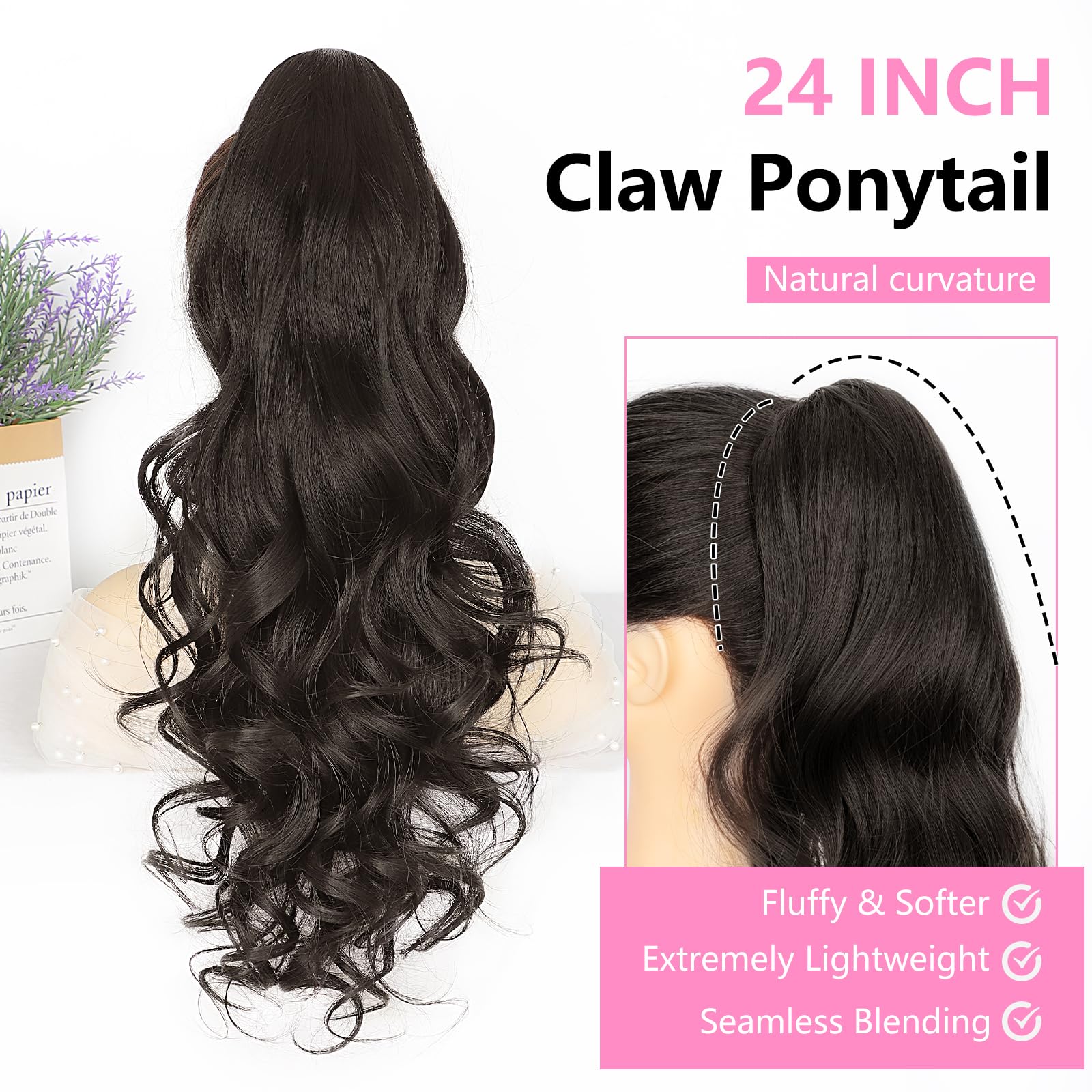 ALXNAN 24inch ponytail is ready for casual and formal looks.