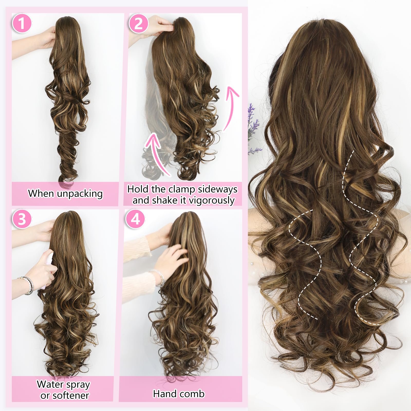 ALXNAN 24-inch ponytail shows dramatic length and soft drape