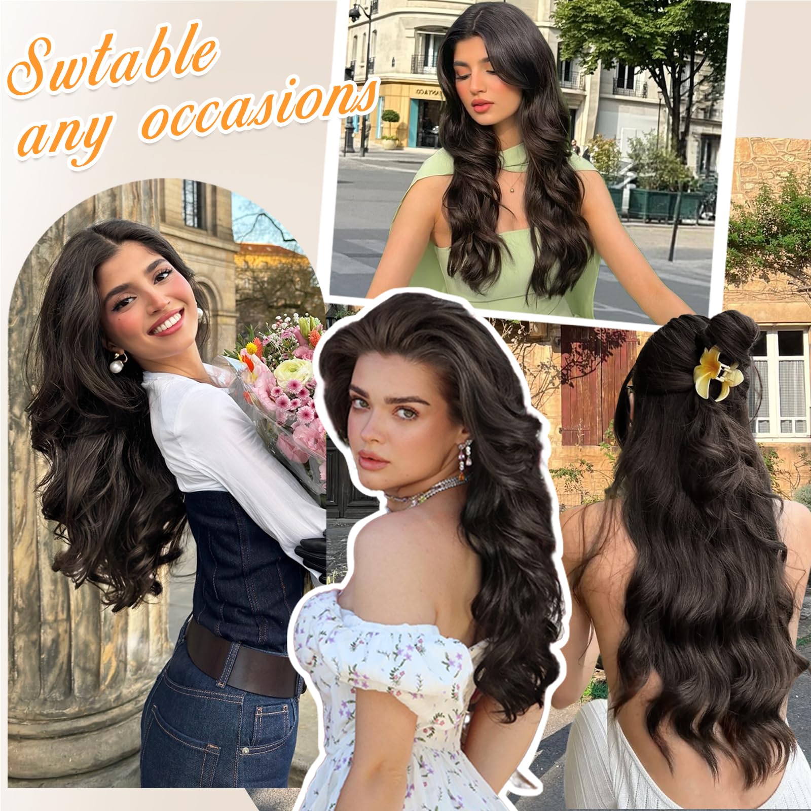 ALXNAN thick-volume synthetic hair adds body and bounce