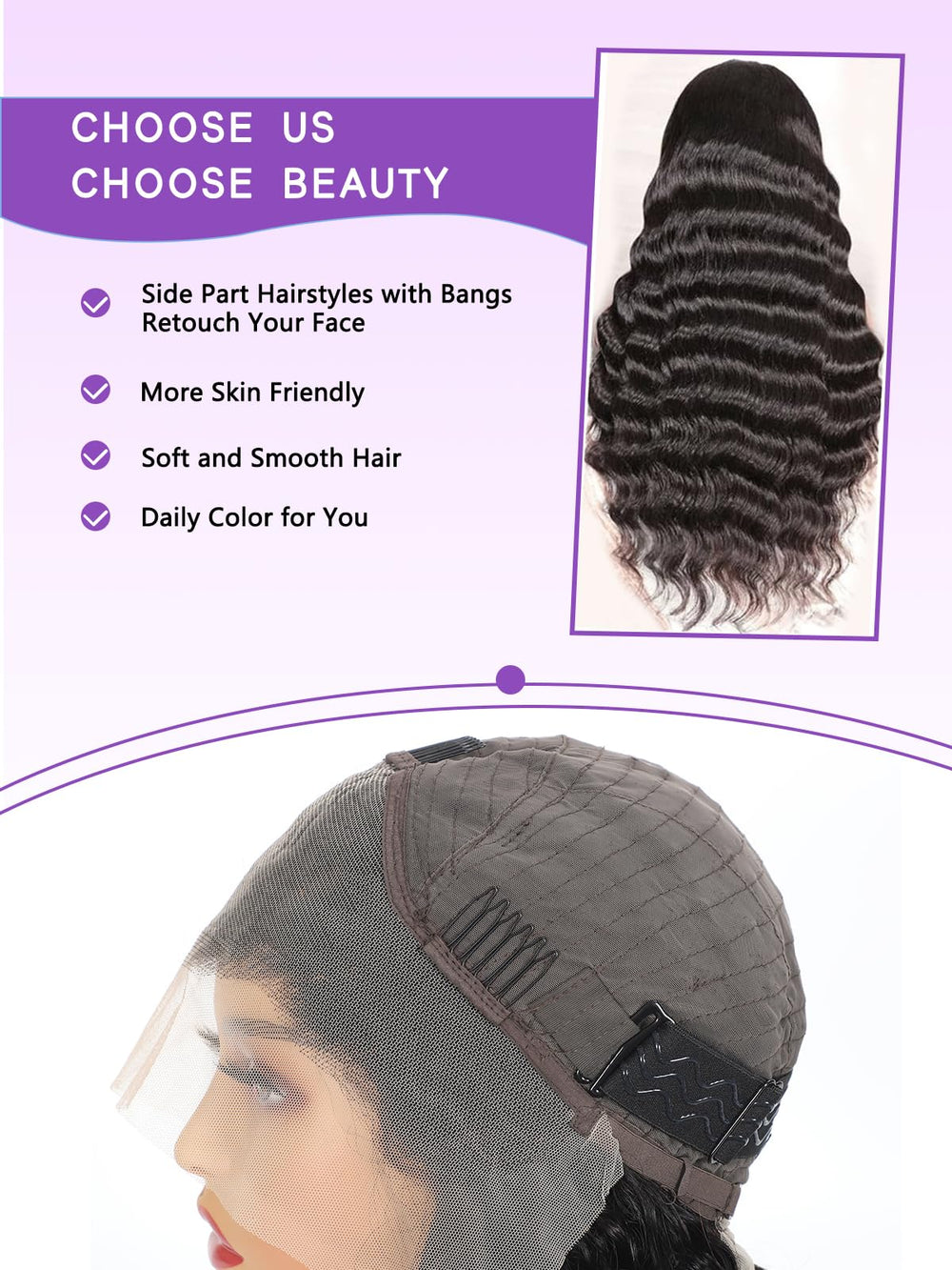 ALYOGA pre-plucked hairline lace front for natural appearance and easy parting.