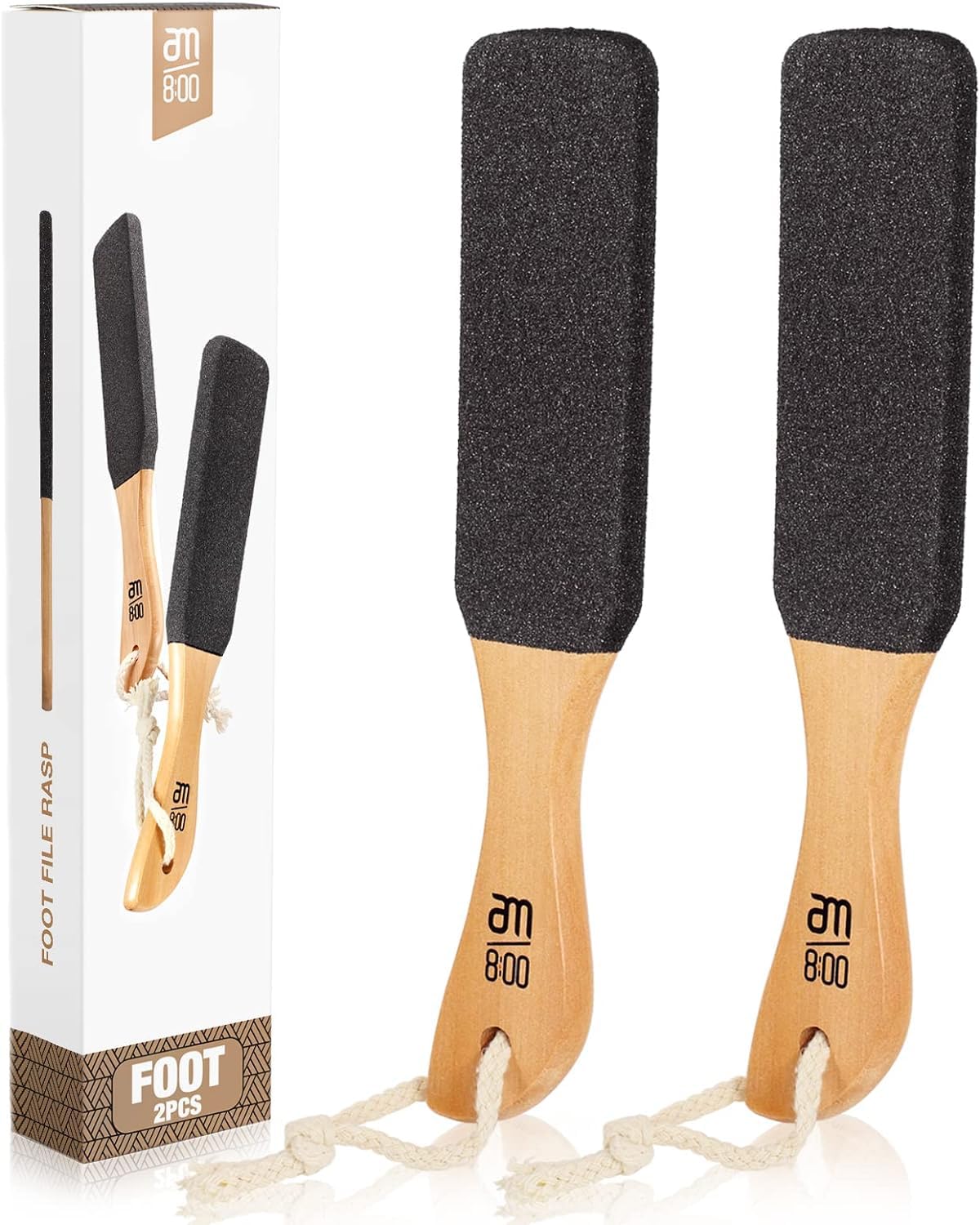 AM 8:00 pumice stone foot file 2-pack for at-home pedicure, smoothing rough skin