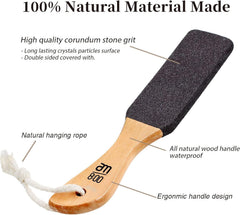 AM 8:00 wooden-handle foot scrubber with ergonomic grip