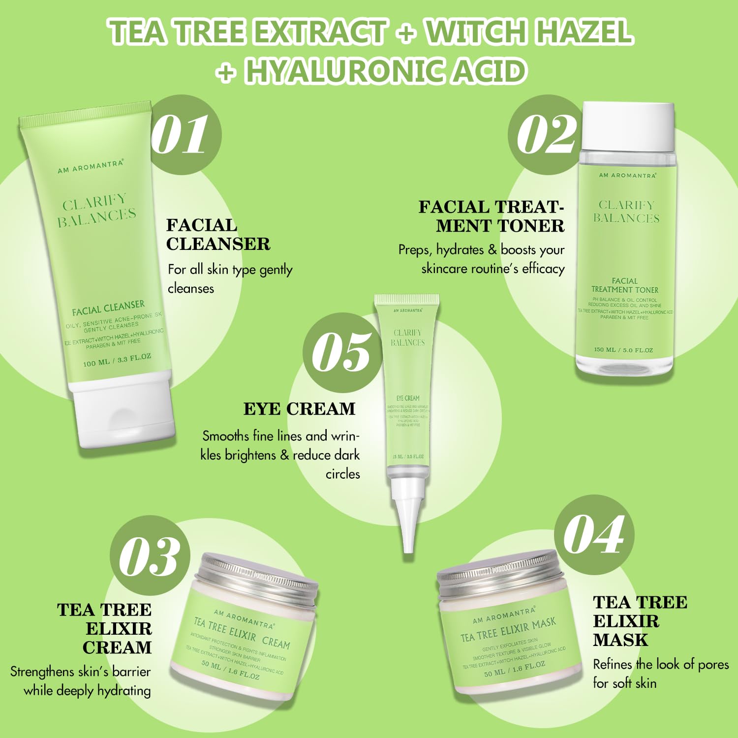 AM AROMANTRA Face Oil with HA dropper delivers deep hydration and elasticity support.