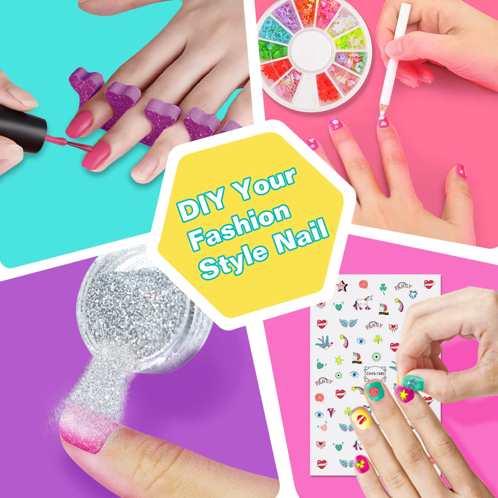 Amagoing glitter powder adds sparkle for playful nail designs.