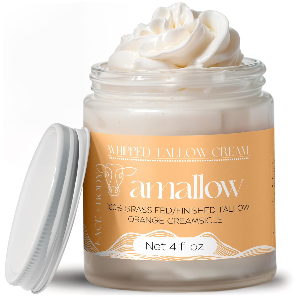 Amallow whipped beef tallow moisturizer jar shows rich hydration texture