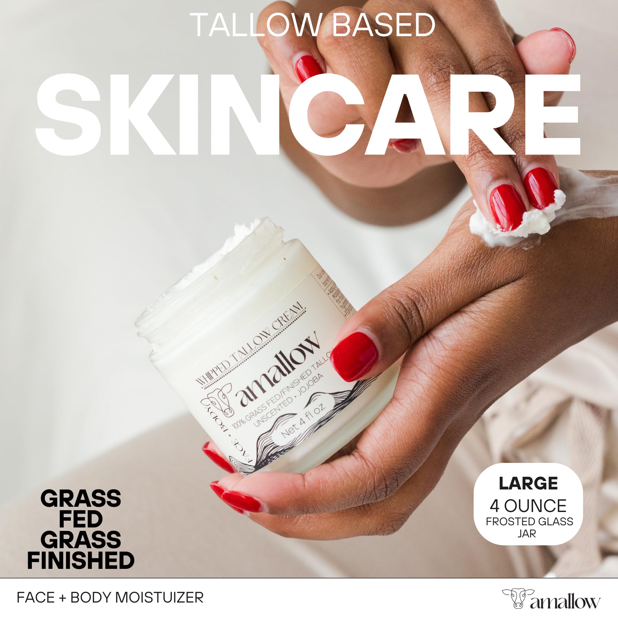 Amallow grass-fed tallow ingredients with jojoba oil for gentle moisture