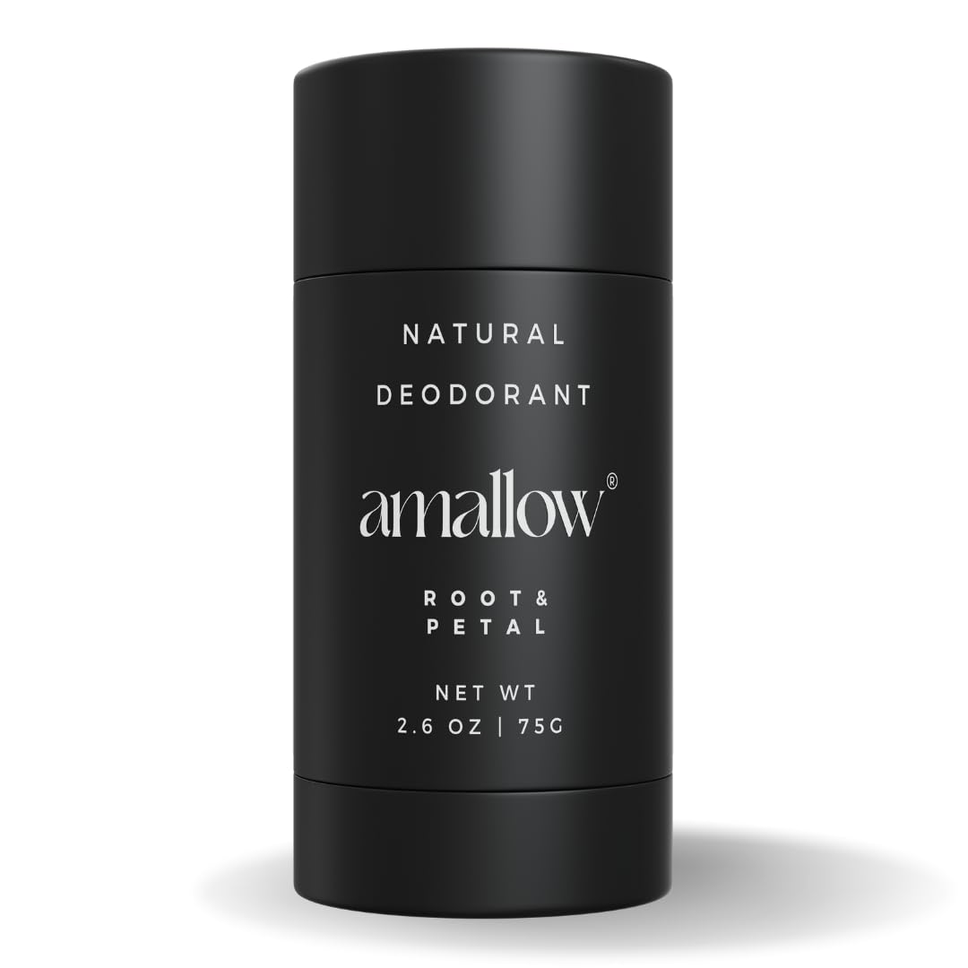Amallow root-petal deodorant tube with natural formula for all-day odor protection.