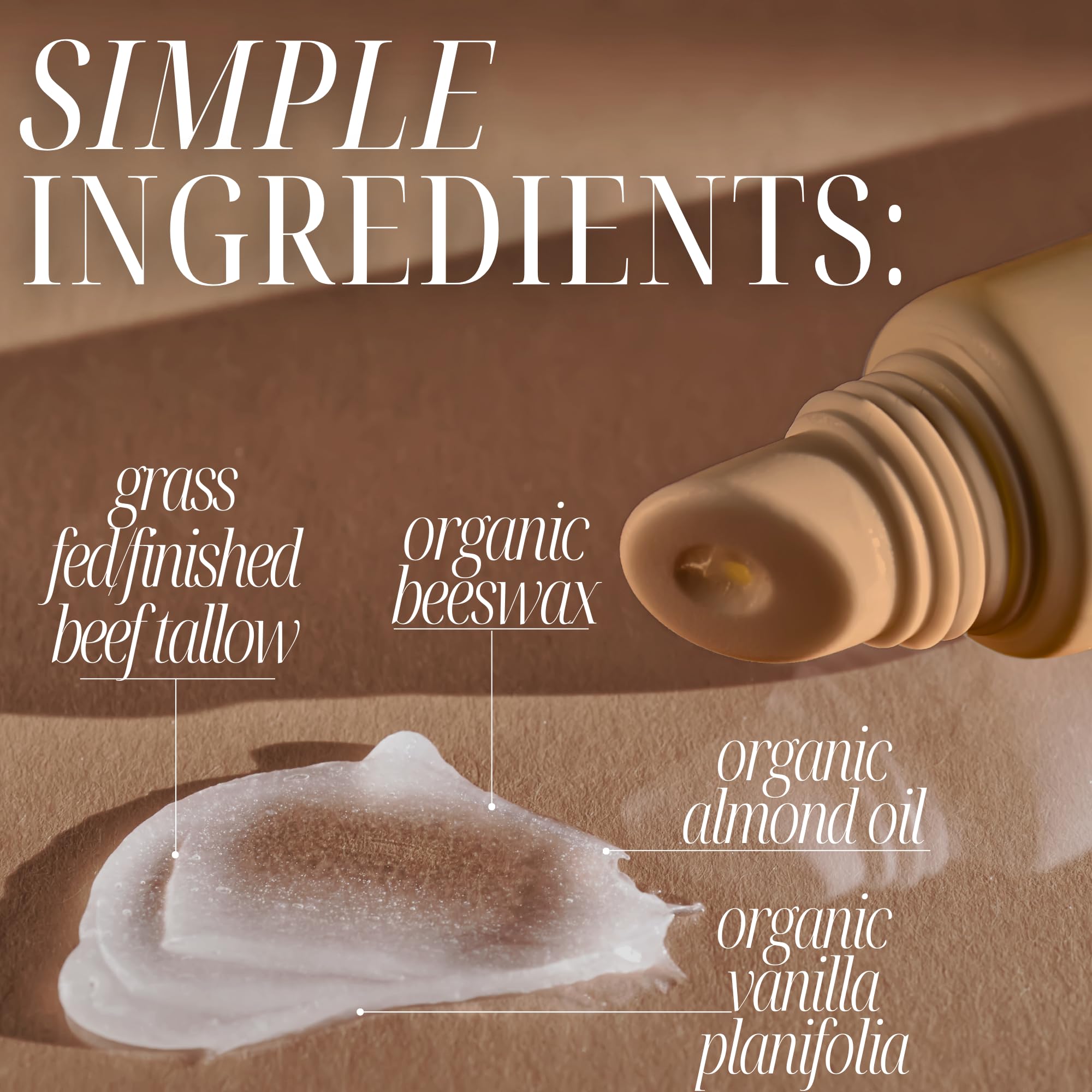 Amallow lip balm texture image demonstrating smooth glide with vanilla scent