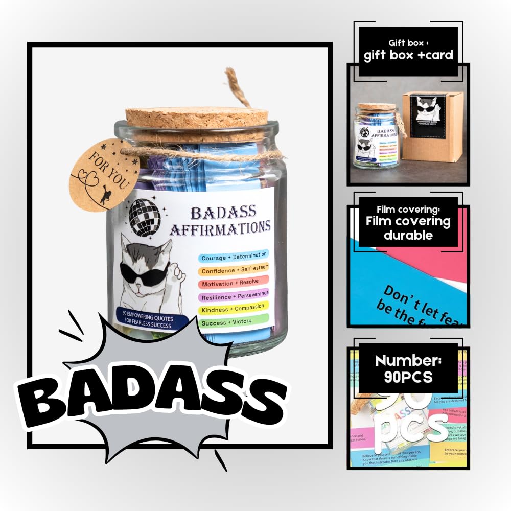 AMAQUANG Badass Affirmation Cards stacked reveals organized self-care planning.