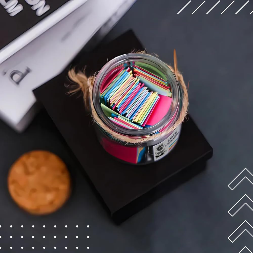 AMAQUANG Badass Affirmation Jar in-hand demonstrates portable daily encouragement.