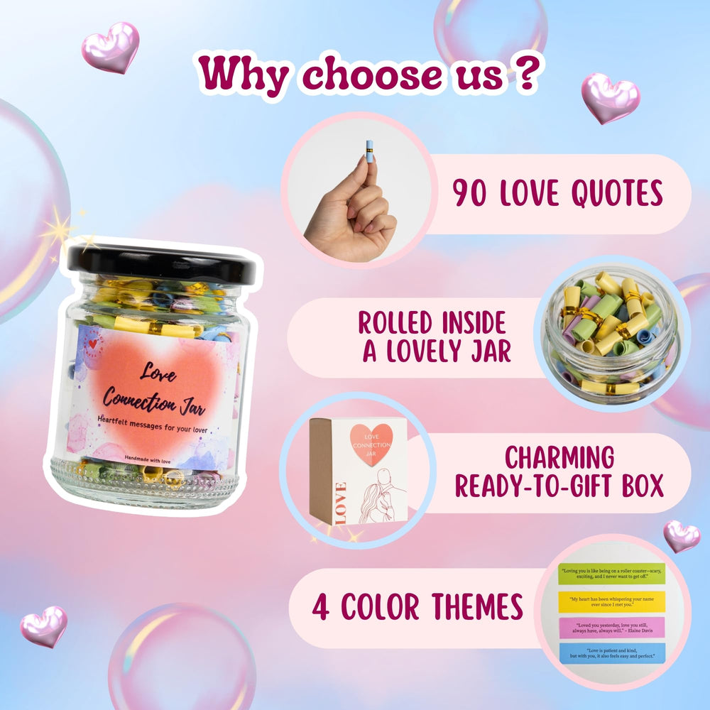 Jar of AMAQUANG heart-notes ready for a romantic reminder.