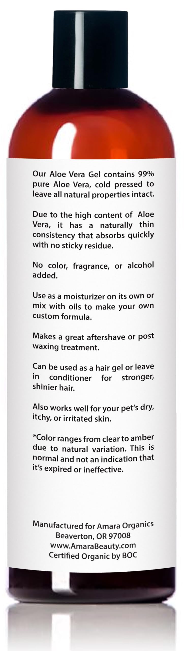 Amara Beauty Aloe Vera Gel texture close-up shows quick absorption for face and body