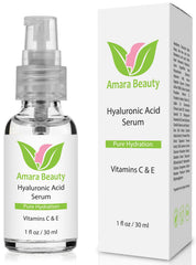 Amara Beauty Hyaluronic Serum bottle with pump for intense hydration