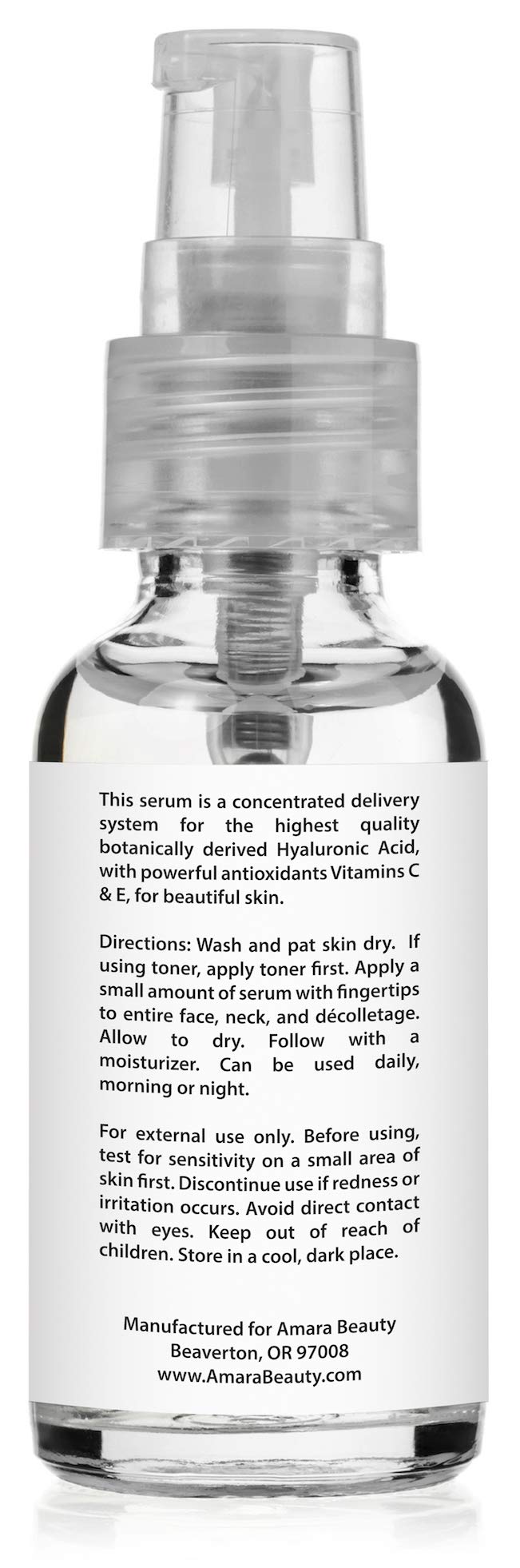 Amara Beauty Hyaluronic Serum with vitamins C & E for glow