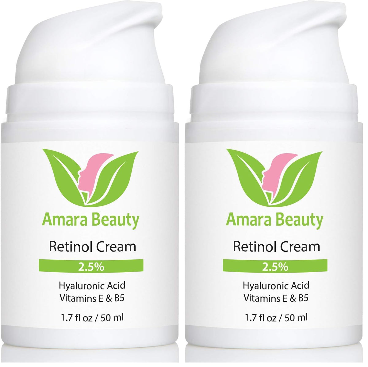 Amara Beauty retinol cream bottle front showing premium packaging for smoother skin