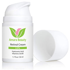Amara Beauty retinol cream ingredients panel with hyaluronic acid for hydration