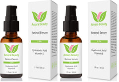 Amara Beauty retinol serum bottle close-up highlighting premium packaging for daily anti-aging care.