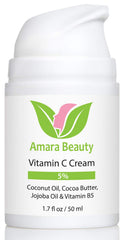 Amara Beauty Vitamin C Cream bottle shows daily hydration for soft skin.