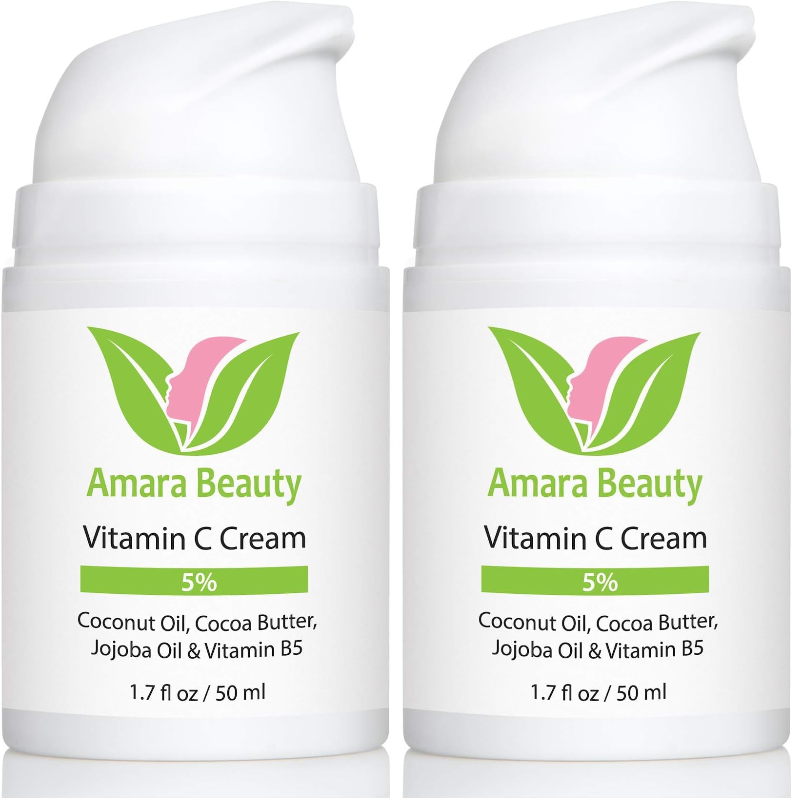 Amara Beauty Vitamin C Cream pack of 2 bottles for daily hydration and glow.