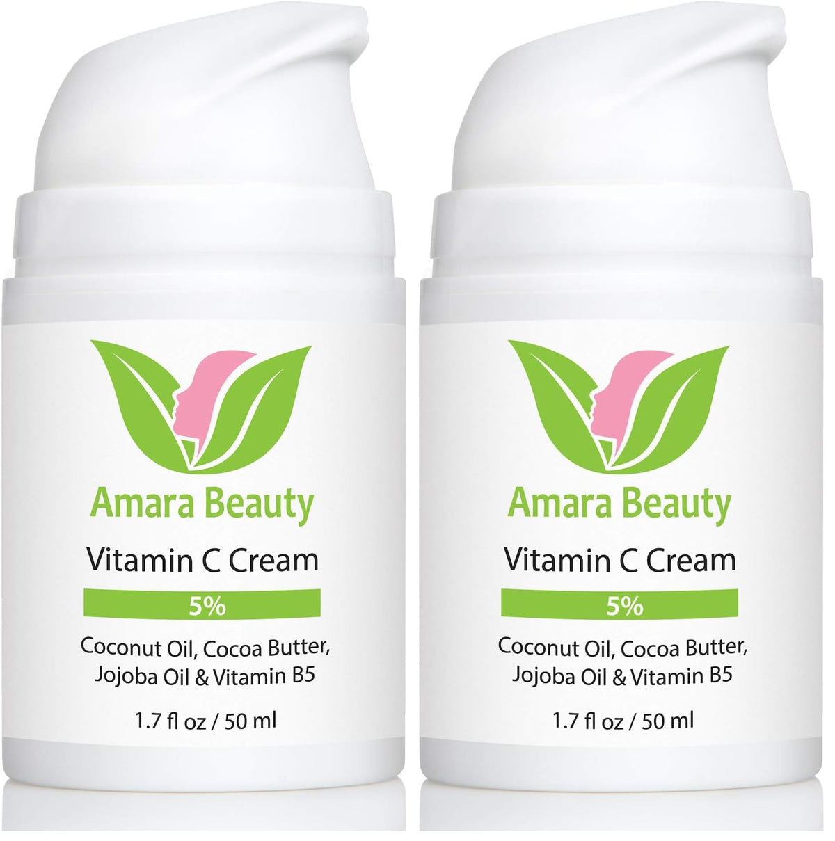 Amara Beauty Vitamin C Cream pack of 2 bottles for daily hydration and glow.