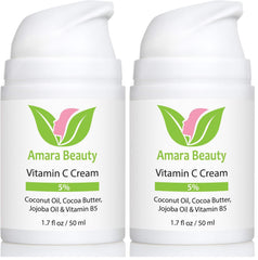 Amara Beauty Vitamin C Cream pack of 2 bottles for daily hydration and glow.