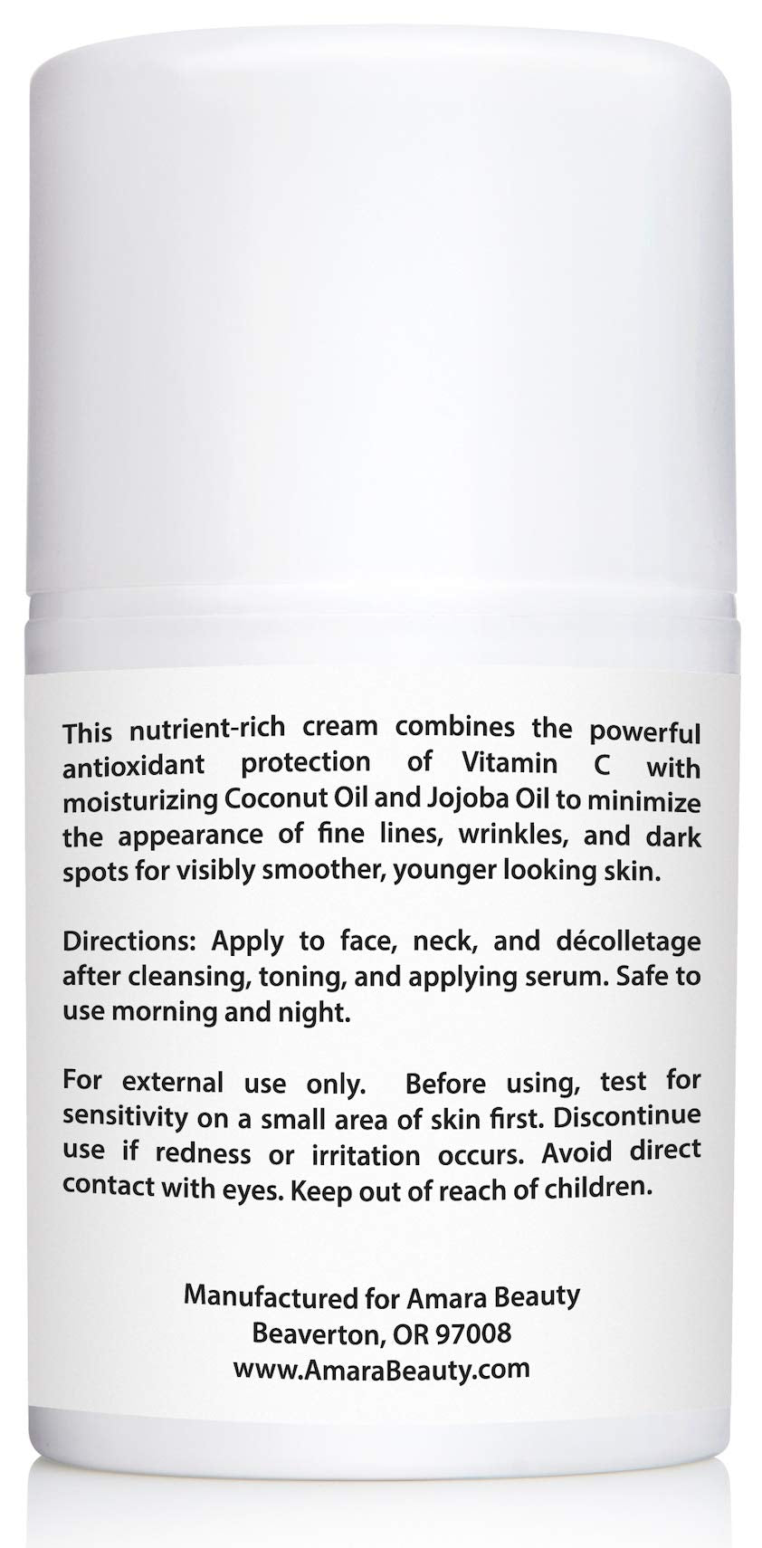 Amara Beauty Vitamin C Cream with rose hip oil supports balanced hydration.