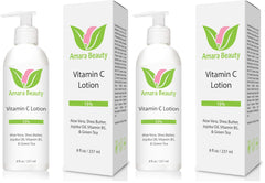 Amara Beauty Vitamin C lotion bottle for face and body in a two-pack