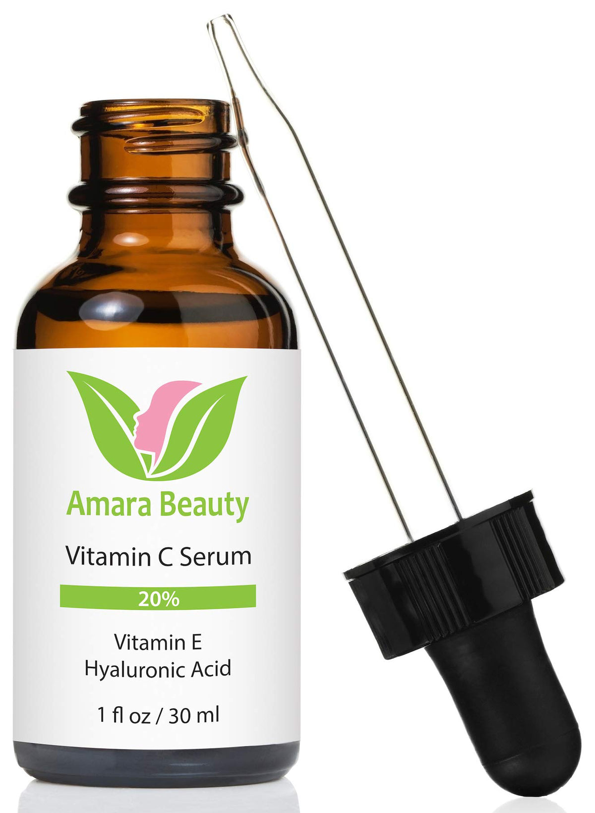 Amara Beauty Vitamin C Serum bottle with dropper showing premium formula and glow