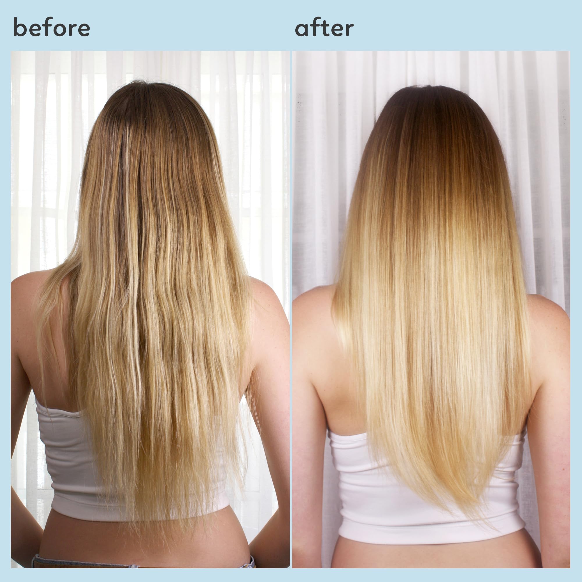 AMAXY Miracle Bonding Serum before-after shine demonstrates instant gloss