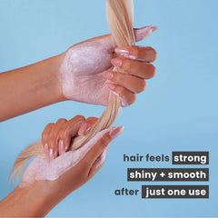 AMAXY Miracle Bonding Serum being applied to hair shows leave-in use