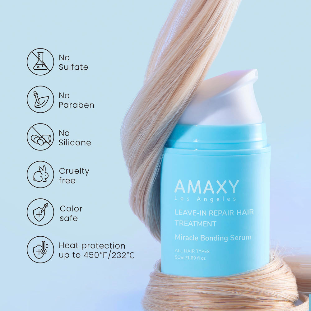 AMAXY Miracle Bonding Serum heat protection up to 450F demonstrated