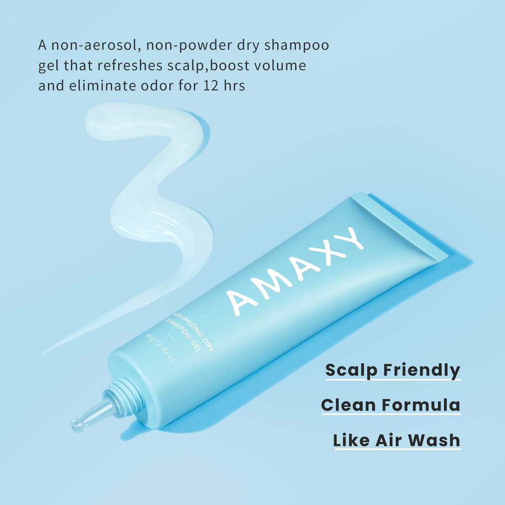 AMAXY Wet Dry Shampoo Gel texture closeup highlights silky formula for effortless application
