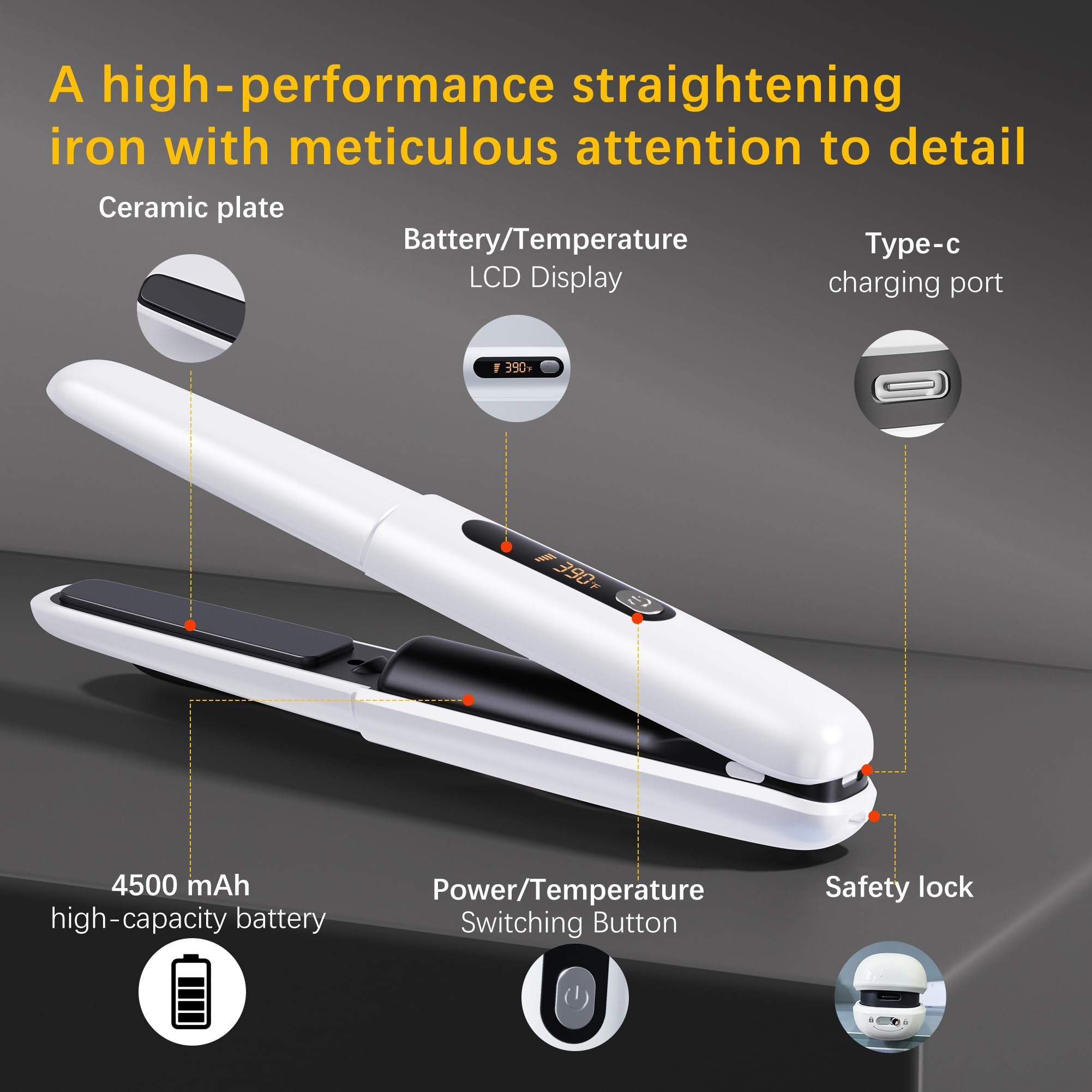 Amazebra 4500mAh battery for up to 50 minutes of styling.