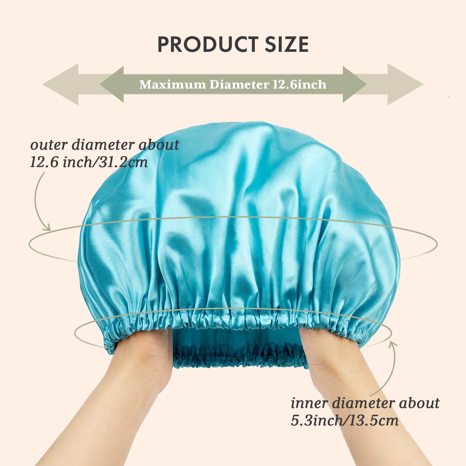 AmazerBath double-layer cap close-up reveals polyester exterior and EVA interior layers.