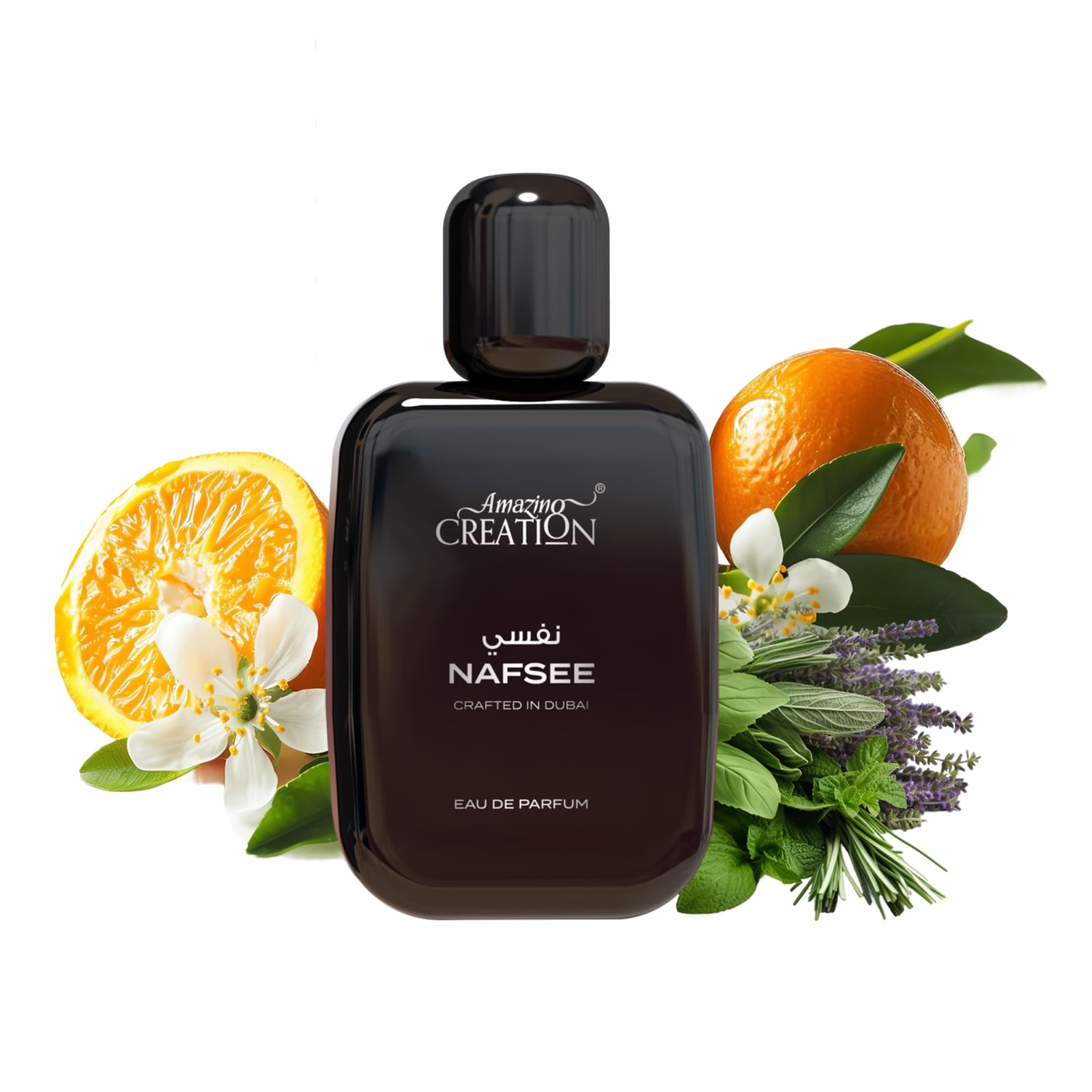 Amazing Creation Nafsee bottle front view for a bold, versatile men's fragrance.