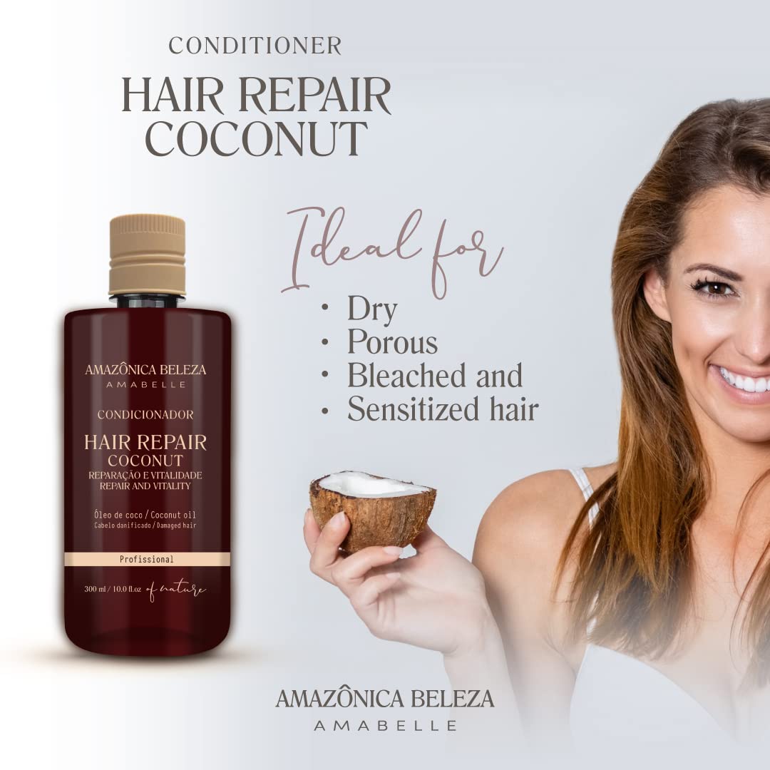 AMAZÓNICA BELEZA AMABELLE coconut oil jar highlighting nourishment for hair