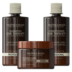 AMAZÓNICA BELEZA Hair Therapy Shampoo bottle close-up for shine and vitality.
