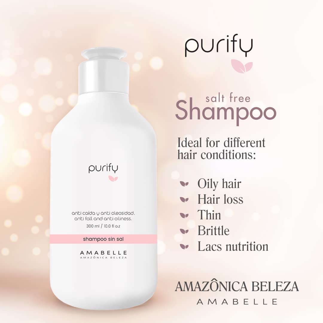 AMAZÓNICA BELEZA AMABELLE Purify Shampoo label closeup highlights clean formula.