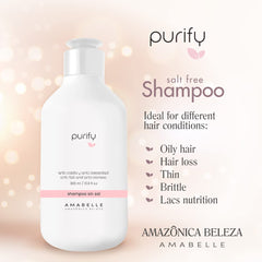 AMAZÓNICA BELEZA AMABELLE Purify Shampoo label closeup highlights clean formula.