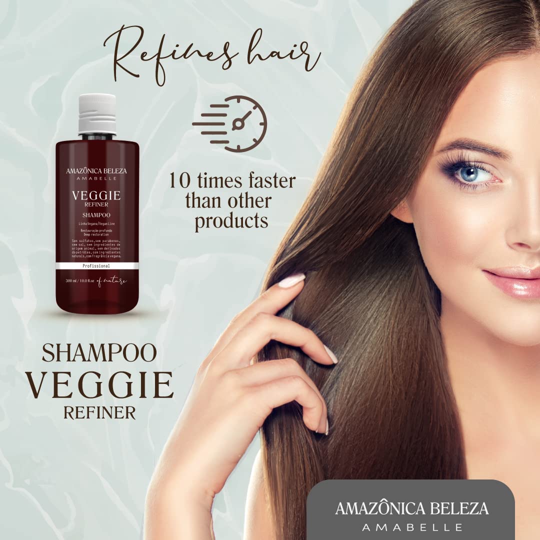 Plant-derived ingredients emphasis in Veggie Refiner Shampoo for healthy shine.