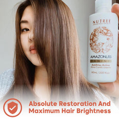 Amazonliss Tanino application scene showing even distribution for frizz control
