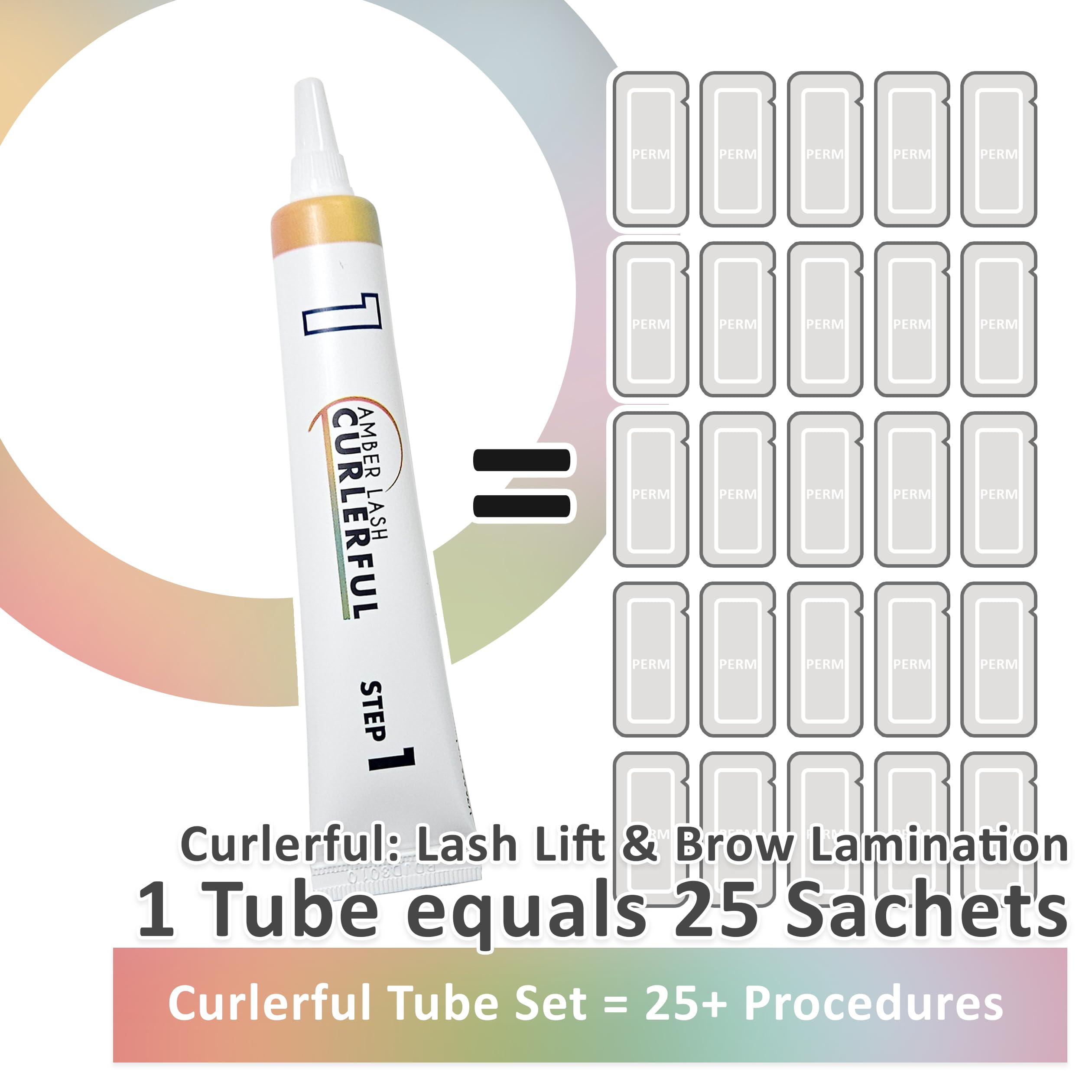 Amber Lash Curlerful brow lamination kit box showing professional contents
