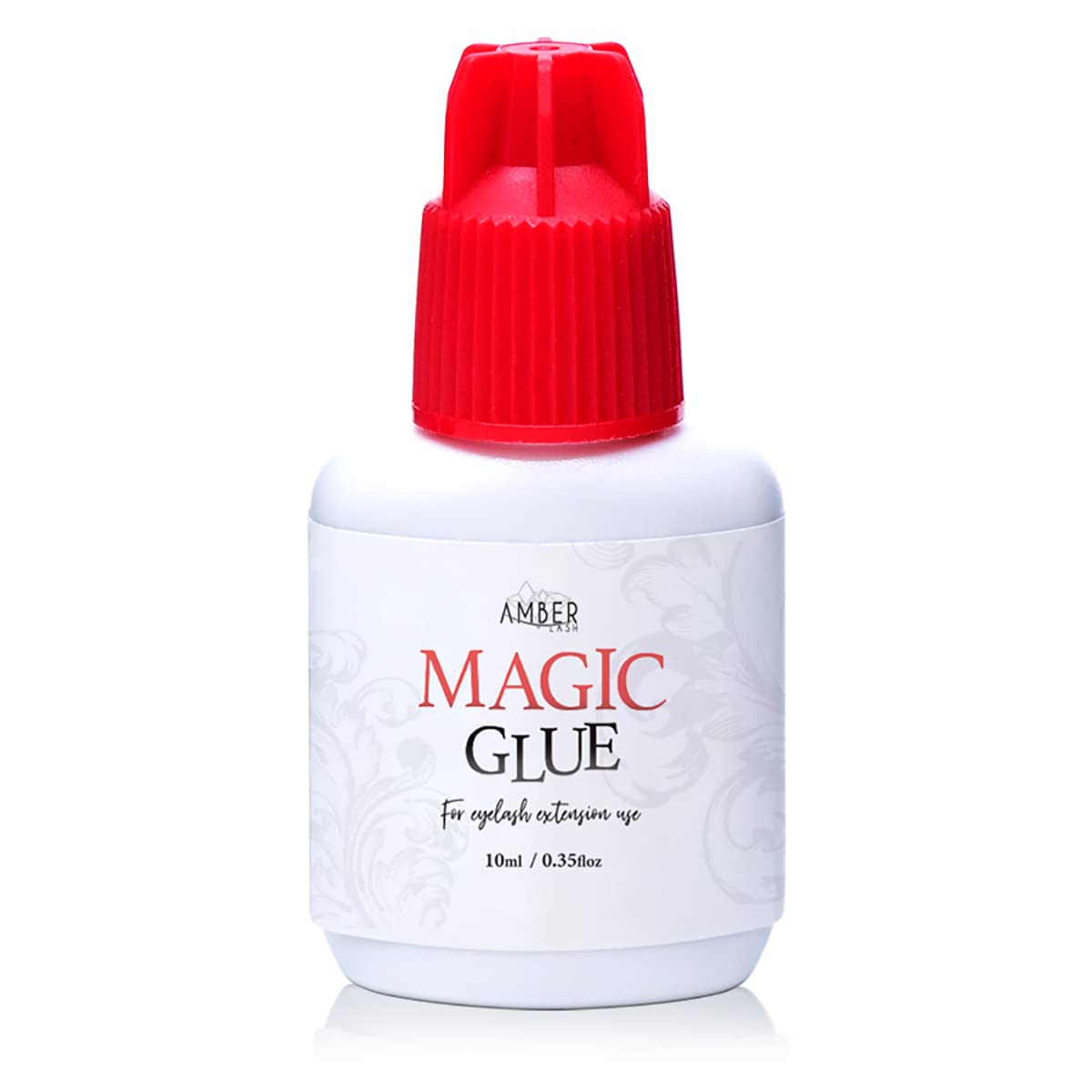 Amber Lash Magic Glue bottle closeup for professional lash extensions.