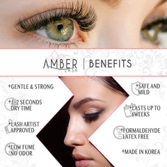 Amber Lash Magic Glue low-fume formula for a comfortable studio session.
