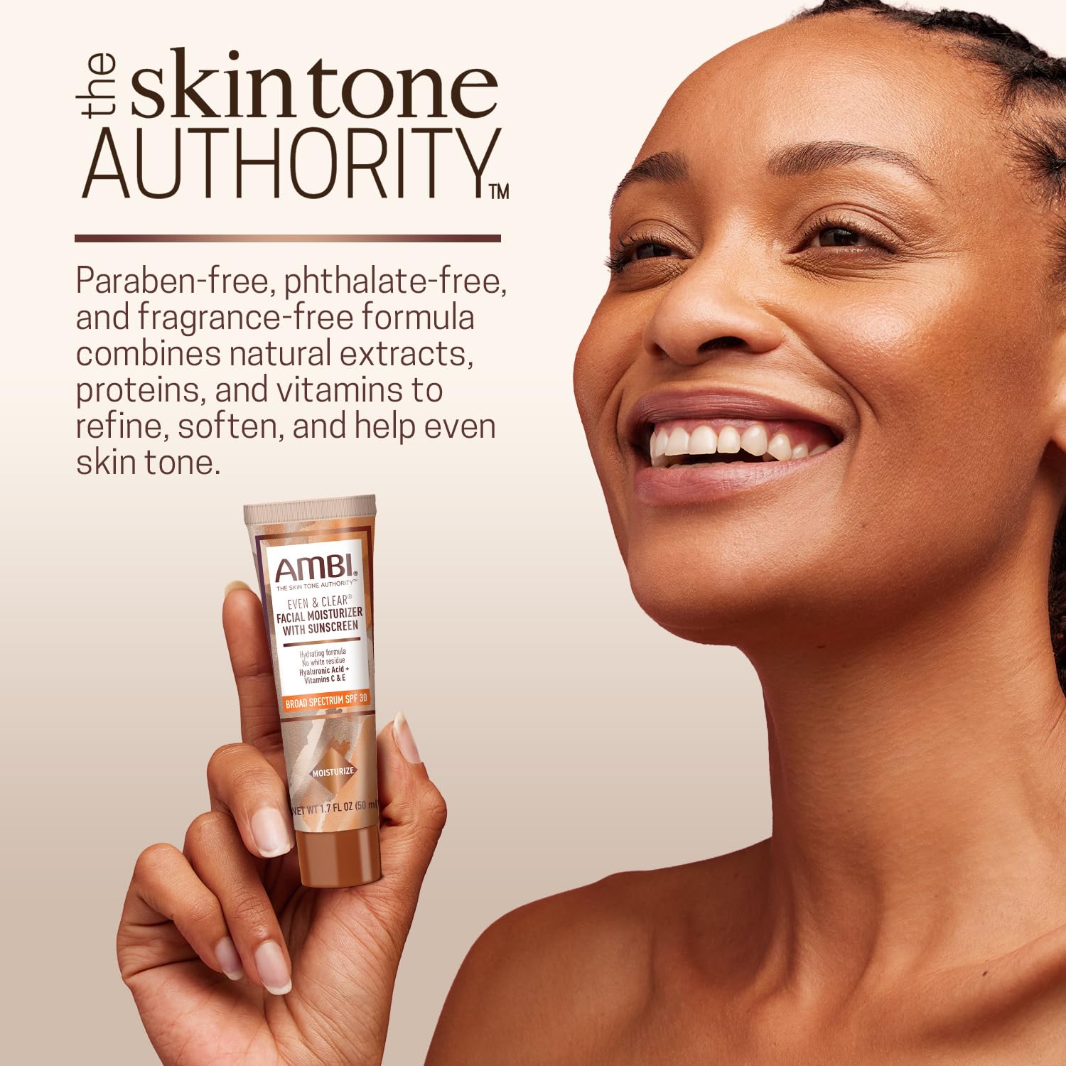 Ambi moisturizer suitable for all skin types, lightweight and absorbent