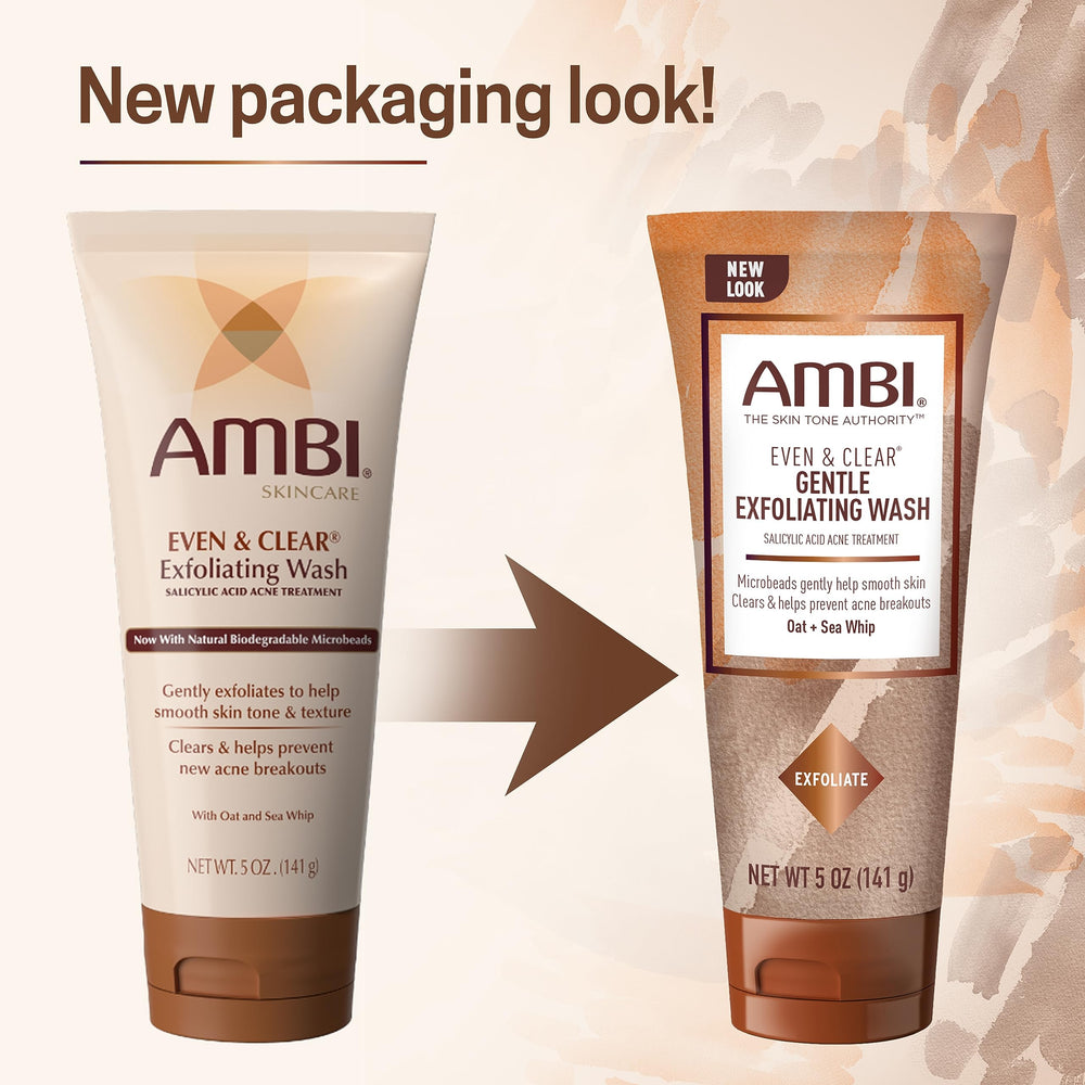 Ambi jojoba microbeads closeup emphasize texture refinement and gentle smoothing.