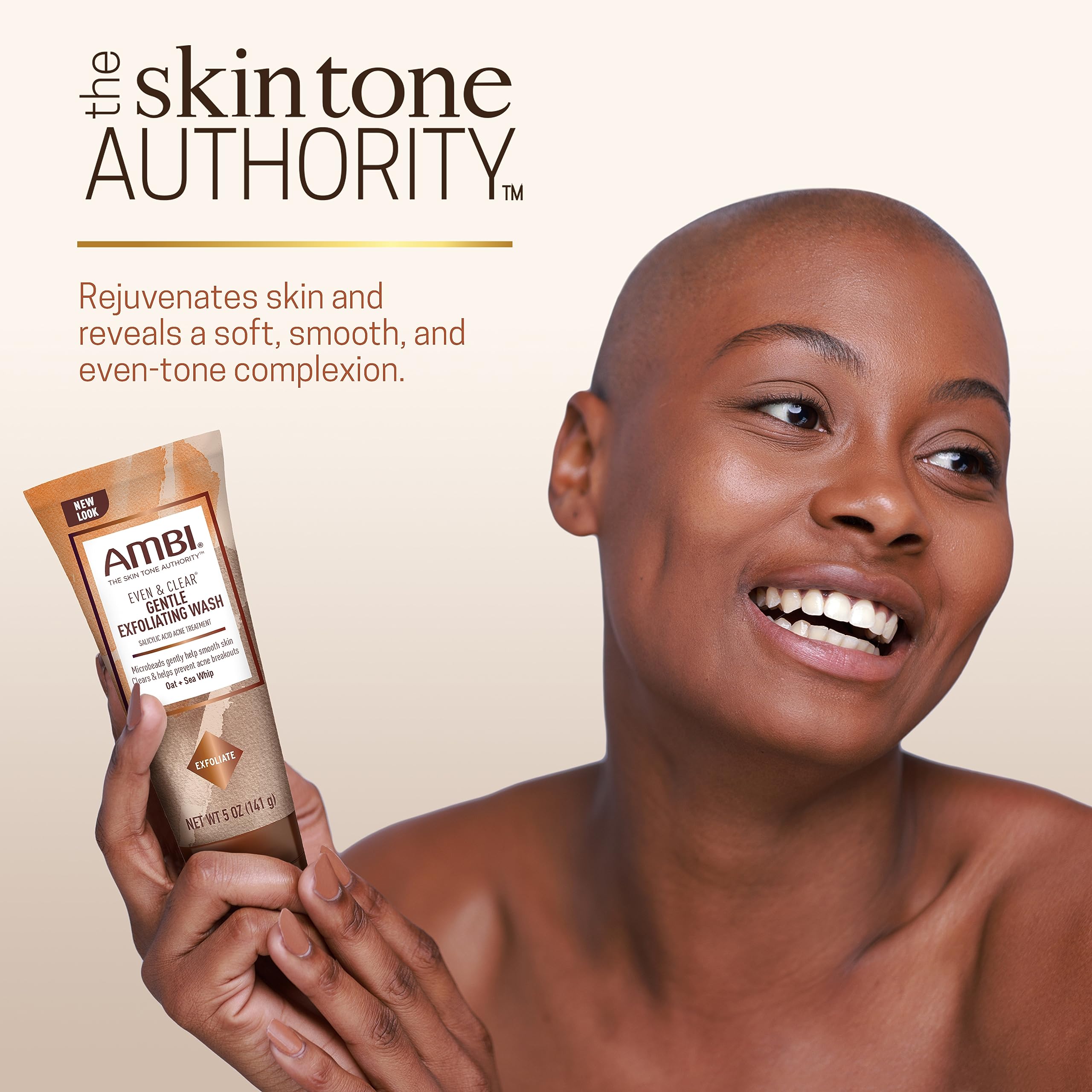 Ambi Even & Clear label detail highlights trusted acne-fighting ingredients.