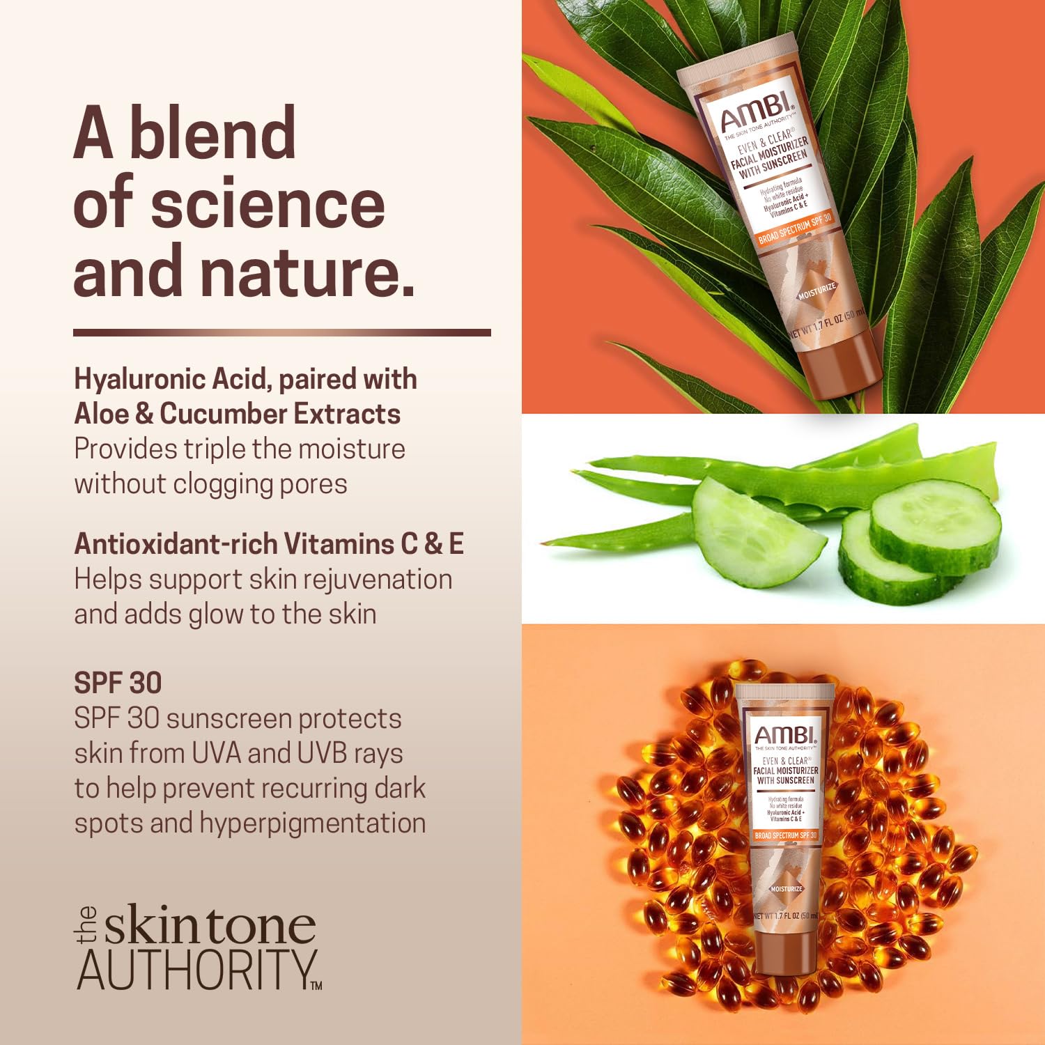 Ambi SPF 30 cream on skin demonstrates no white cast