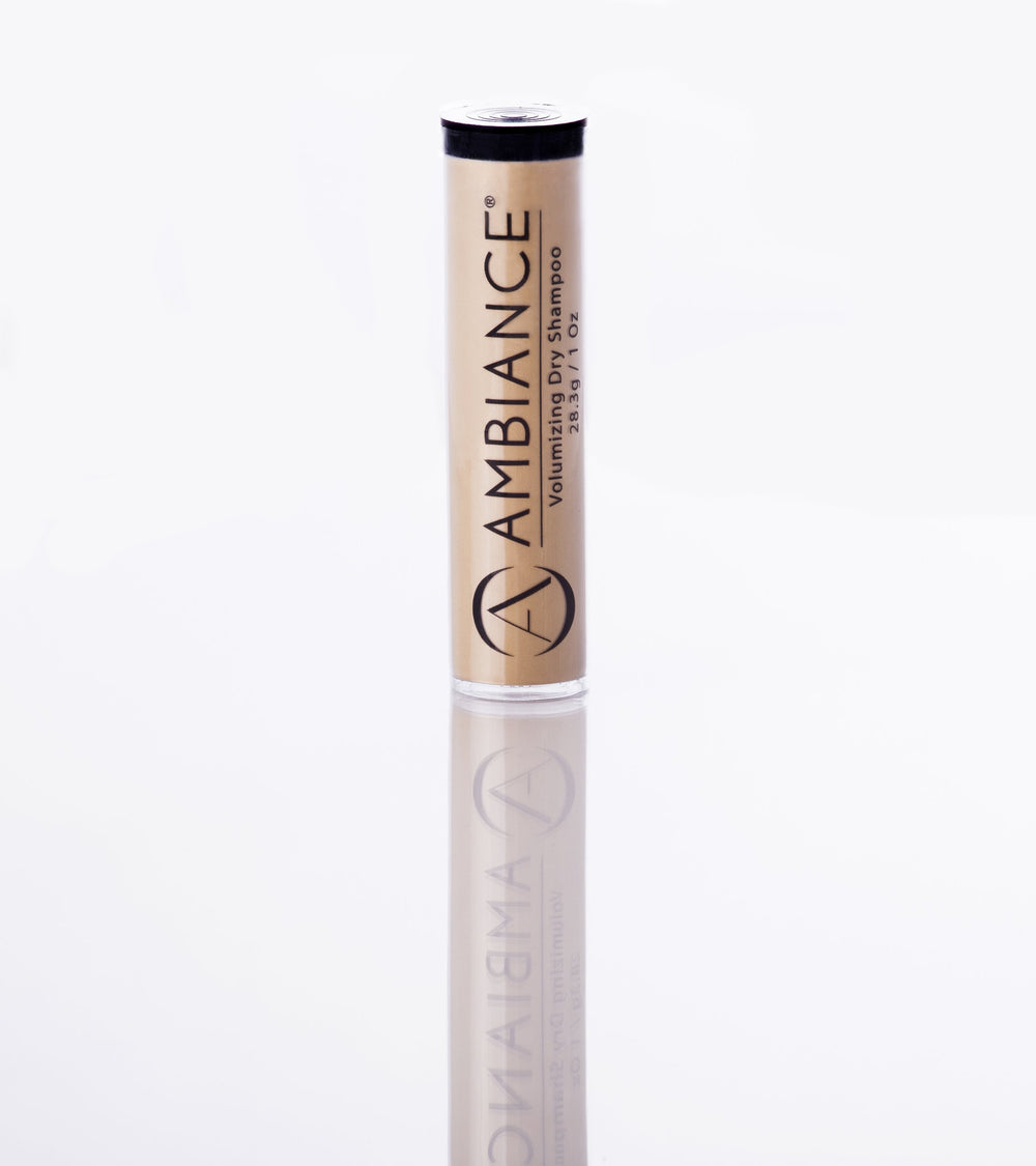 Ambiance Dry Shampoo Blonde shelf-packaging communicates vegan, all-natural formula.